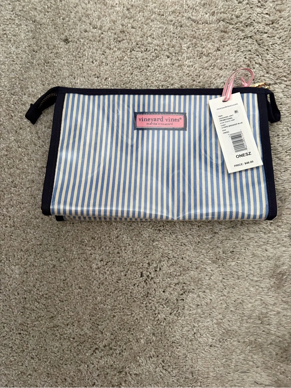 Vineyard Vines Navy & White Striped MOM Cosmetic Pouch
